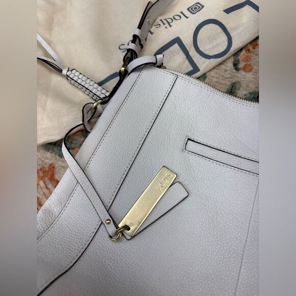 Lodis Leather Dual Zip Aviva Crossbody White Purse Bag W Dustbag - Picture 6 of 10